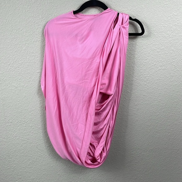 NWT Marina Moscone Twist Cape Top Geranium Pink Asymmetric Sculptural Sz 6 - Picture 2 of 10